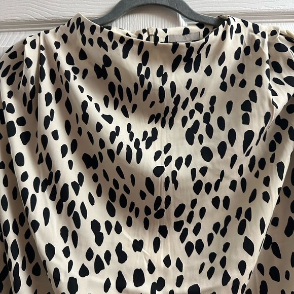 NWT Cream Spotted Draped Dress XL - Picture 4 of 9